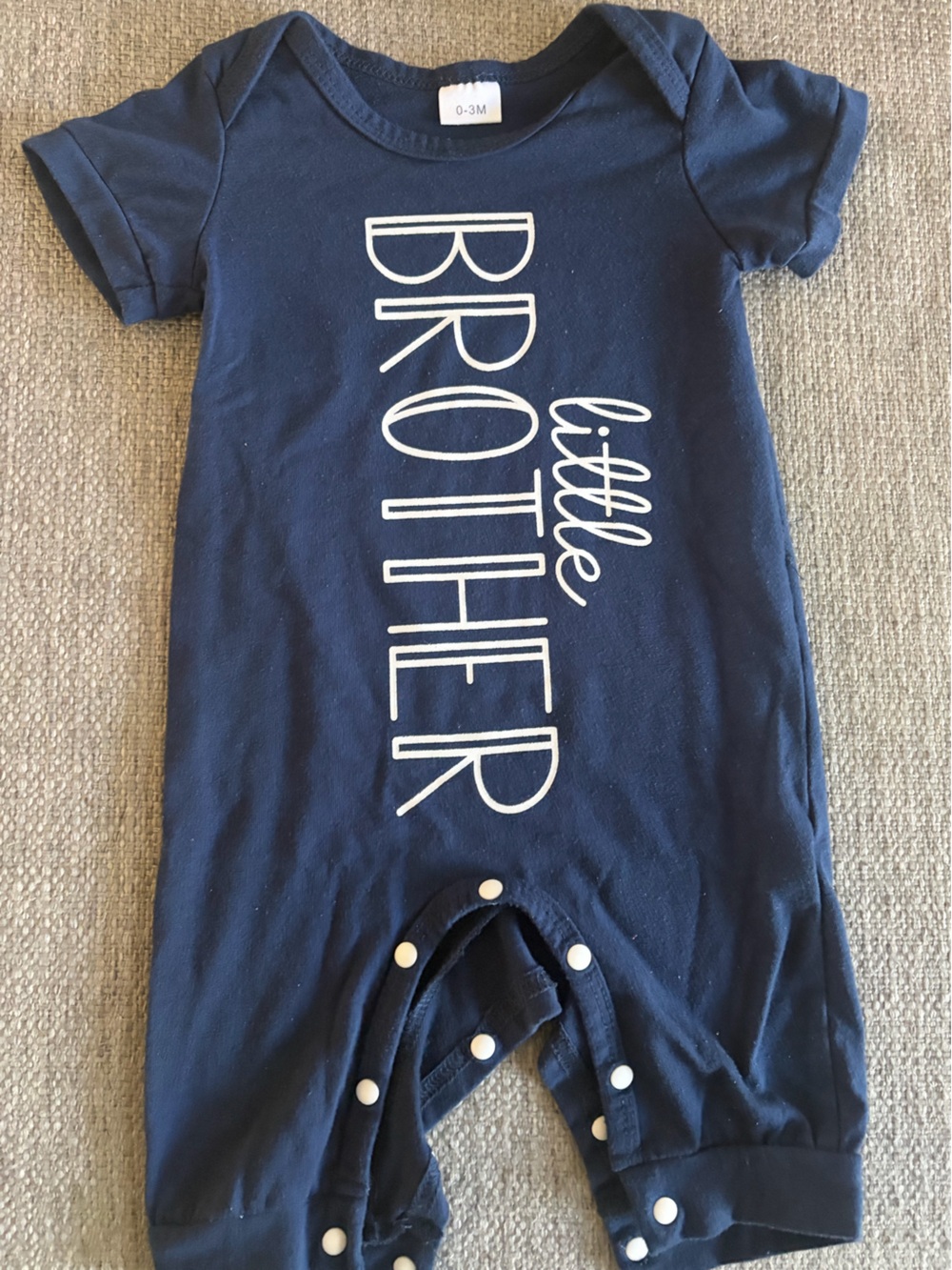 0-3M Little Brother Navy Short-Sleeve Bodysuit/romper